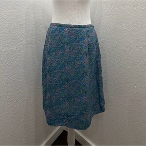 Kathie Lee Collection Blue Paisley Midi Skirt with Purple Accents